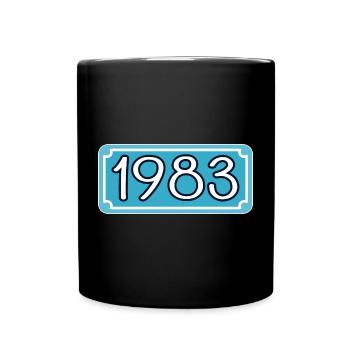 Geburtsjahr 1983 - Schriftzug Jahr 83 - Tasse einfarbig - Schwarz - Vorne