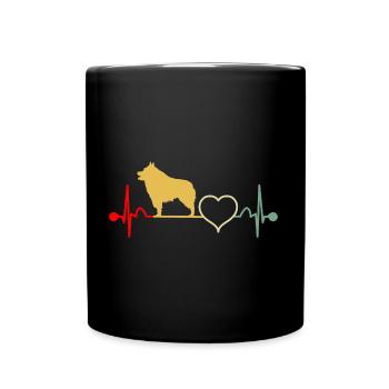 Schipperke Dog Vintage Heartbeat - Mug uni - noir - Devant