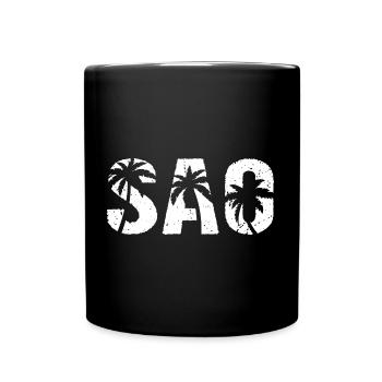 Sao Beach Palmen - Tasse einfarbig - Schwarz - Vorne