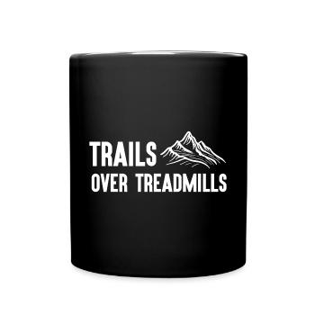 Trailrunning - Trails über Laufbänder - Tasse einfarbig - Schwarz - Vorne