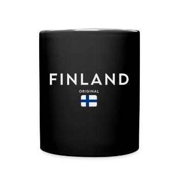 Flag of Finland, Finnish pride - Full Colour Mug - black - Front
