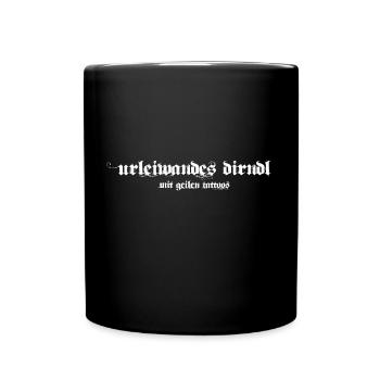 urleiwandes Dirndl mit geilen Tattoos - Tasse einfarbig - Schwarz - Vorne
