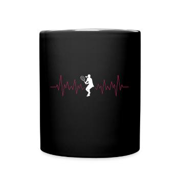 Tennis Player Gift Tennis Player Heartbeat - Full Colour Mug - black - Front