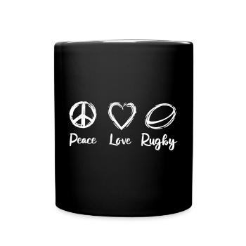 Frieden Liebe Rugby - Tasse einfarbig - Schwarz - Vorne