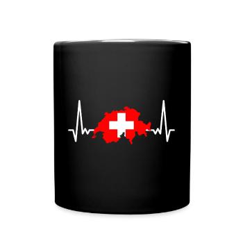 Schweiz Flagge Herz EKG Kreuz Herzschlag Schweizer - Tasse einfarbig - Schwarz - Vorne