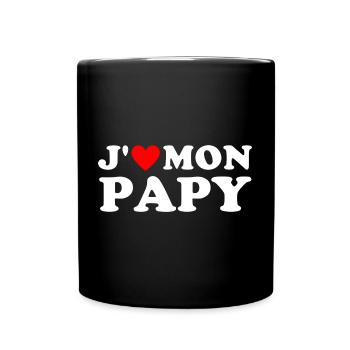 J' aime mon papy cadeau grand-père coeur rouge - Mug uni - noir - Devant