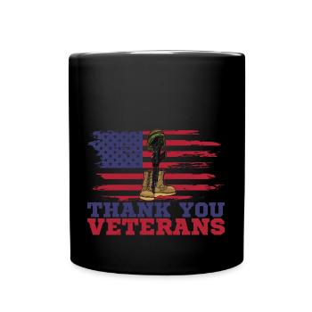 Thank you veterans military father's day Flag USA - Tasse einfarbig - Schwarz - Vorne