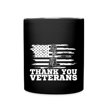 Thank you veterans military father's day Flag USA - Tasse einfarbig - Schwarz - Vorne