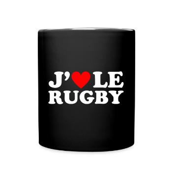 J' aime le rugby cadeau rugbyman coeur rouge - Mug uni - noir - Devant