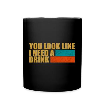 Vintage Drinking Beer Drinker Look Like Drink - Full Colour Mug - black - Front