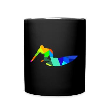 Colorful Rainbow Surfer Surfing Sports - Full Colour Mug - black - Front