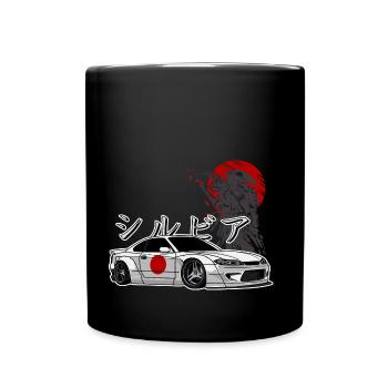 S15 Silvia Drift Königin JDM Japanische Flagge - Tasse einfarbig - Schwarz - Vorne