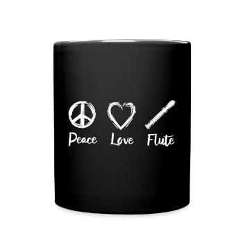 Peace Love Flute - Tasse einfarbig - Schwarz - Vorne