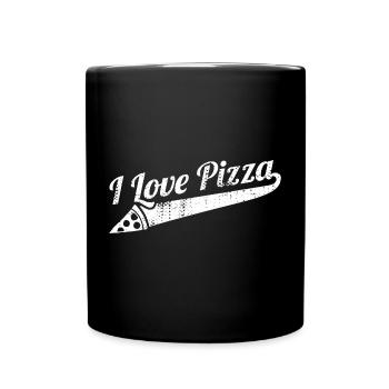 Ich liebe Pizza - Tasse einfarbig - Schwarz - Vorne