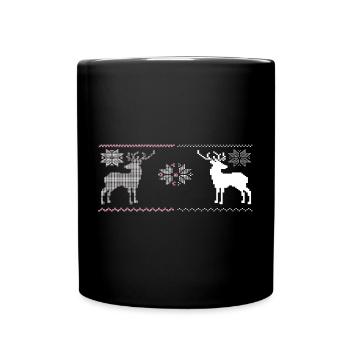 Noël, Renne - Mug uni - noir - Devant