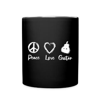 Peace Love Guitar - Full Colour Mug - black - Front