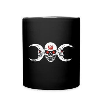 Weißer, skurriler Schädel - Tasse einfarbig - Schwarz - Vorne