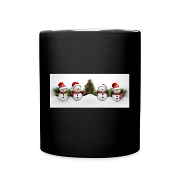 Bonhomme de neige avec sapin - Mug uni - noir - Devant