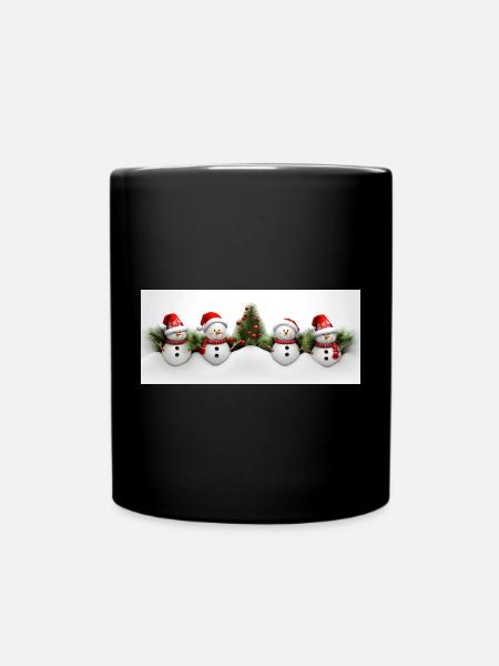 Schneemann mit Weihnachtsbaum - Tasse einfarbig - Schwarz