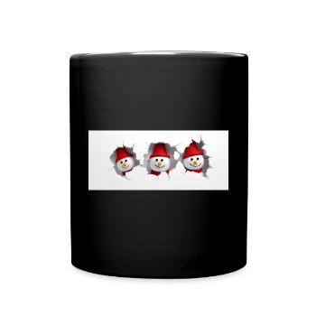 Schneemann 3D - Tasse einfarbig - Schwarz - Vorne