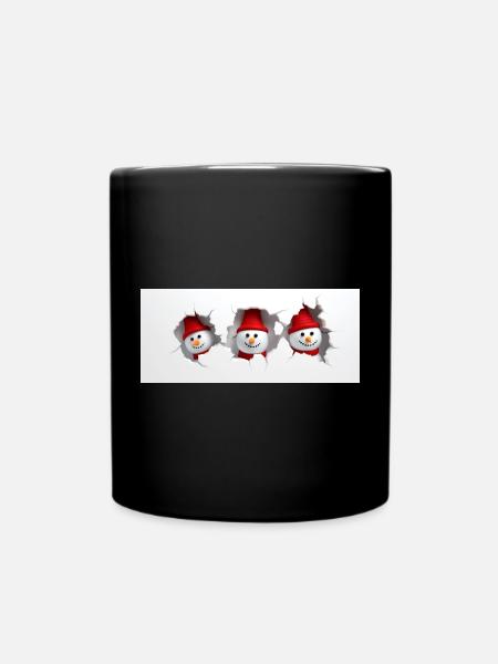 Snowman 3D - Full Colour Mug - black