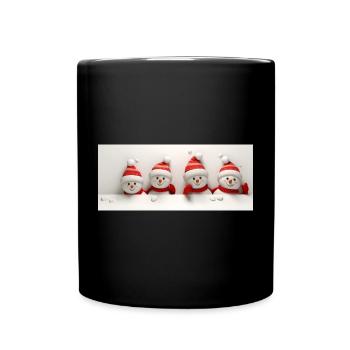 Cute Christmas Snowman - Full Colour Mug - black - Front