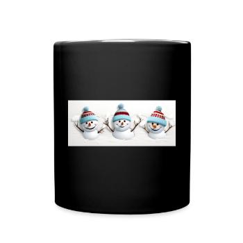 3 cute snowmen - Full Colour Mug - black - Front