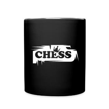 Schach Krone König Symbol Logo used look Turnier - Tasse einfarbig - Schwarz - Vorne