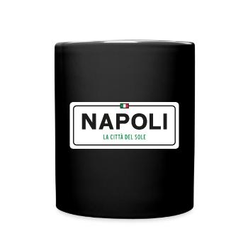Ortsschild Napoli - Tasse einfarbig - Schwarz - Vorne