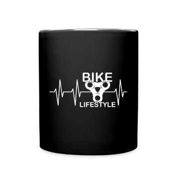 bike lifestyle chain sprocket bike heartbeat - Full Colour Mug - black - Front