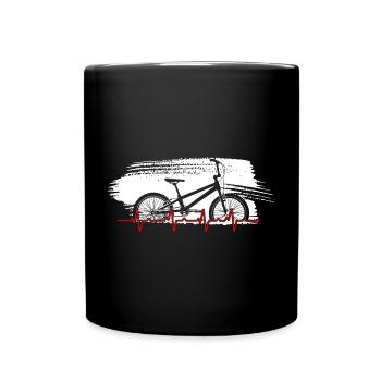 Fahrrad Herzschlag Strichzeichnungen - Tasse einfarbig - Schwarz - Vorne