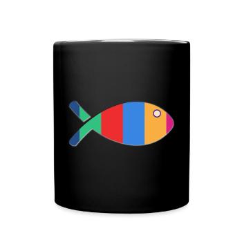 Bunte Fische - Tasse einfarbig - Schwarz - Vorne