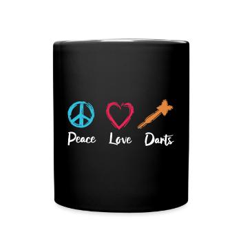 Frieden Liebe Darts - Tasse einfarbig - Schwarz - Vorne