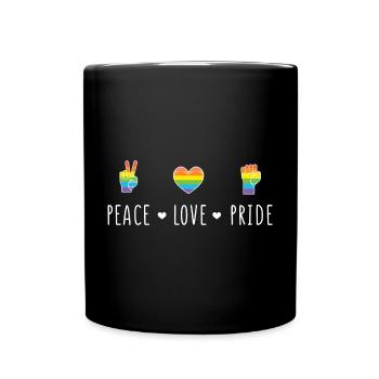 LGBT Pride Month - Peace. Love. Pride - Full Colour Mug - black - Front