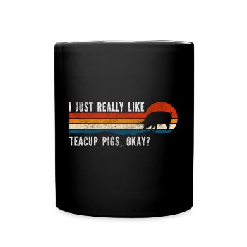 Teacup Curly Tail Pig - Full Colour Mug - black - Front
