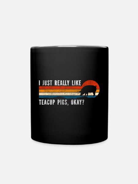 Tasse de thé Cochon à queue bouclée - Mug uni - noir