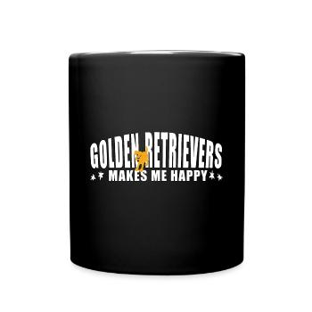 Golden Retrievers makes me happy - Full Colour Mug - black - Front
