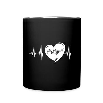 Stuttgart Herzschlag Liebe Stadt Symbol Logo Bild - Tasse einfarbig - Schwarz - Vorne