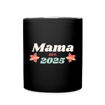 Mama Est 2025 Je vais être maman style rétro - Mug uni - noir - Devant