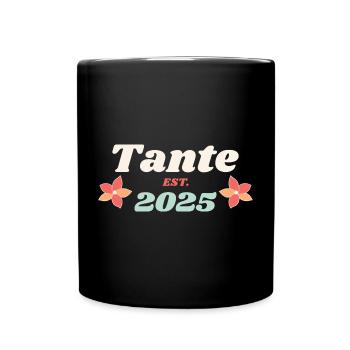Tante Est 2025 Ich werde Tante Retro Style - Tasse einfarbig - Schwarz - Vorne