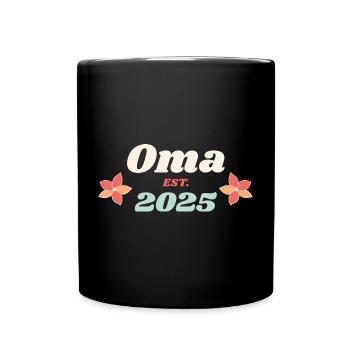 Oma Est 2025 Ich werde Großmutter Retro Style - Tasse einfarbig - Schwarz - Vorne