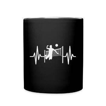 Volley-ball, battement de cœur, joueurs de volley-ball, volley - Mug uni - noir - Devant