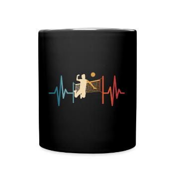 Volley-ball, battement de cœur, joueurs de volley-ball, volley - Mug uni - noir - Devant