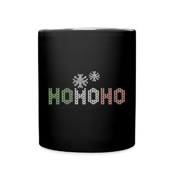 hohoho snow crystal pixel winter christmas - Full Colour Mug - black - Front