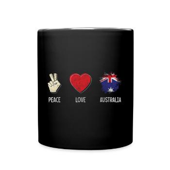 Down Under Känguru Stolz Work and Travel - Tasse einfarbig - Schwarz - Vorne