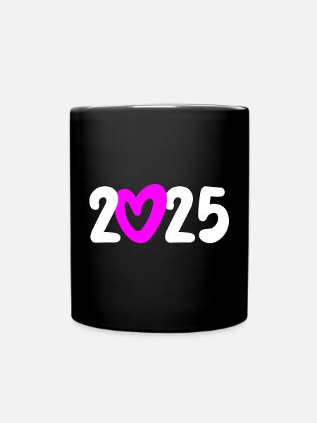 2025 Herz Happy New Year Jahresanfang neu Anfang - Tasse einfarbig - Schwarz