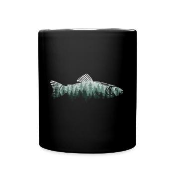 Pêche à la truite Pêche Pêcheur Forêt extérieure - Mug uni - noir - Devant
