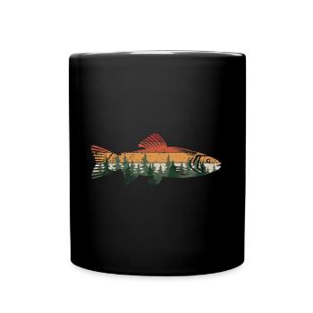 Pêche à la truite Pêche Pêcheur Forêt extérieure - Mug uni - noir - Devant