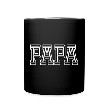 Schriftzug Papa Vatertag - Tasse einfarbig - Schwarz - Vorne