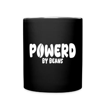 Power by Beans Cartoon Logo Design - Tasse einfarbig - Schwarz - Vorne